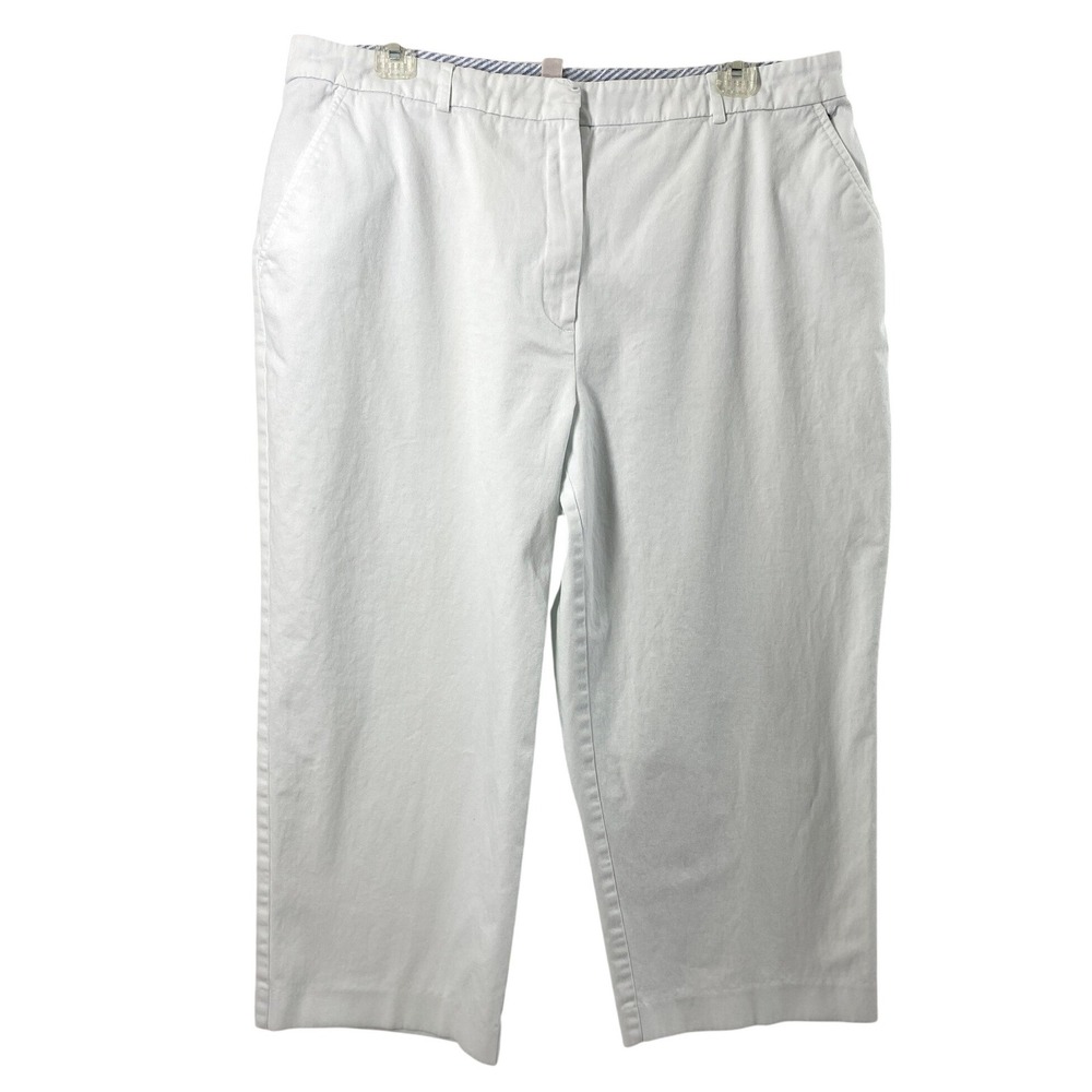 JM Collection Cropped Pants Women 16 White Capri Stretch Coastal Nautical Summer